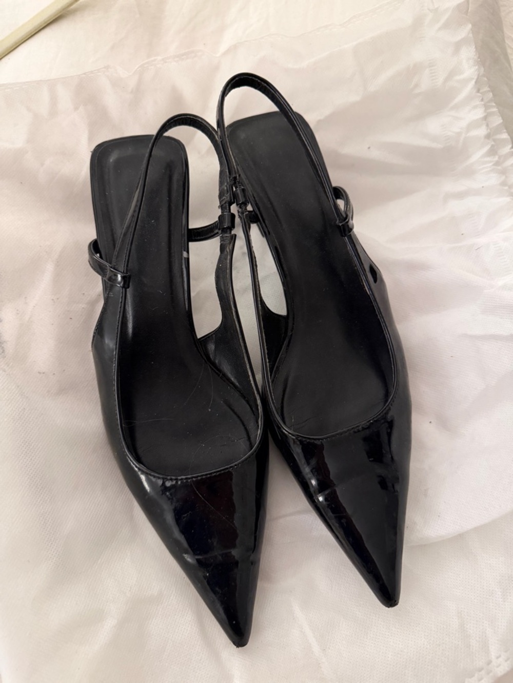 ASOS Black Patent Pointed Slingback Heels
